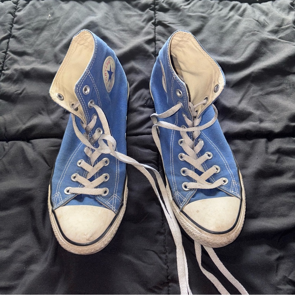 Converse Blue and White High-Top Sneakers